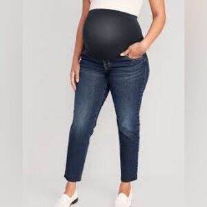 Full panel raw hem maternity jeggings
